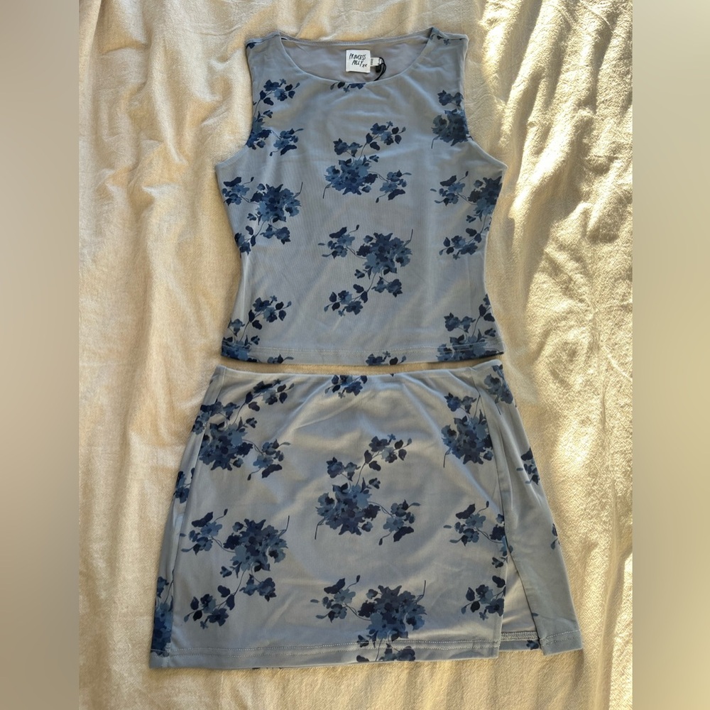 Princess Polly Blue Floral Skirt Set